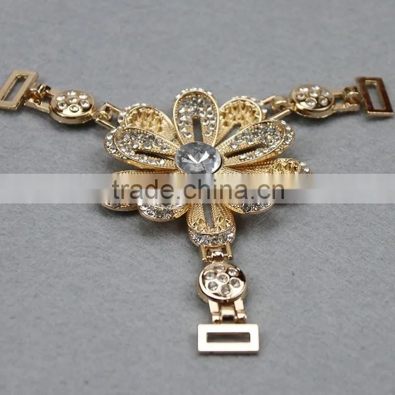 Most popular design oil drop white with rhinestone shoe accessory&butterfly shape shoes buckel