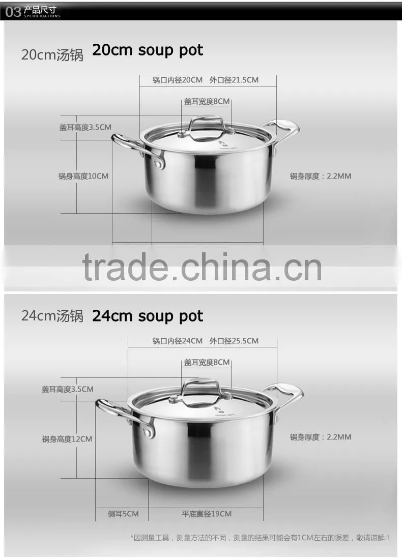 Food grade stainless steel sanding finished cooking pot