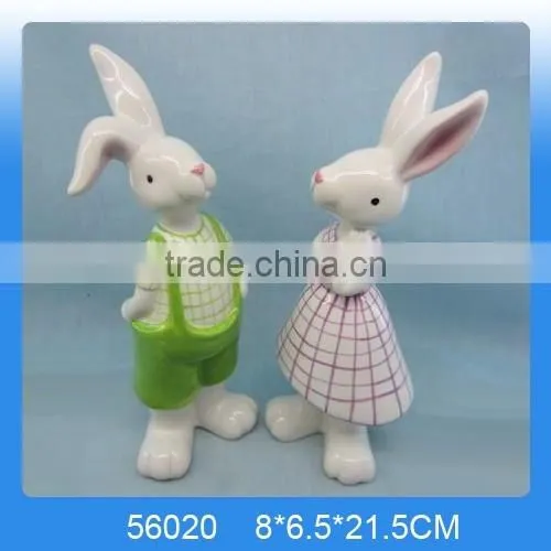 Cutely giftware ceramic easter rabbit for decor