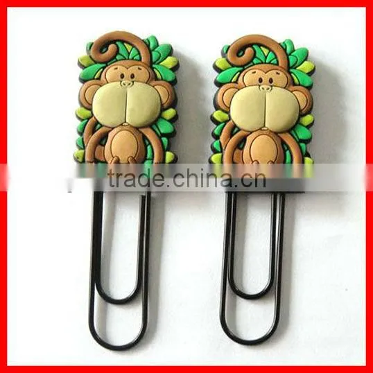 Strawberry style soft PVC book mark with metal clips (MYD-2113)