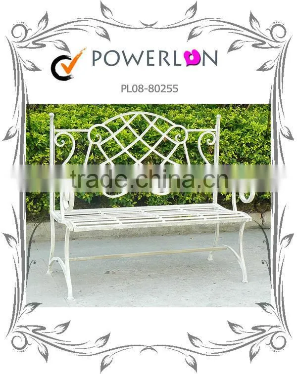 Antique Vintage Elegant White Decorative Folding Bench For Outdoor Living I21 TS05 X11B PL08-8948CP1