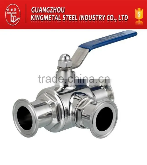 SUS 304 Stainless Steel Sanitary 3 Way Ball Valve For Food Grade Industry