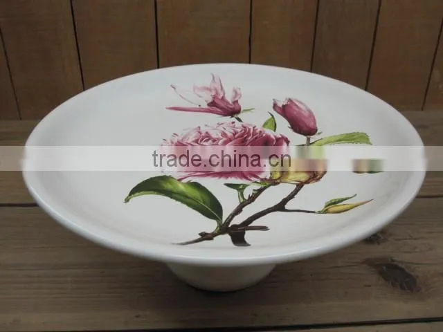 Birthday party used ceramic cake and fruit plate stand with decal