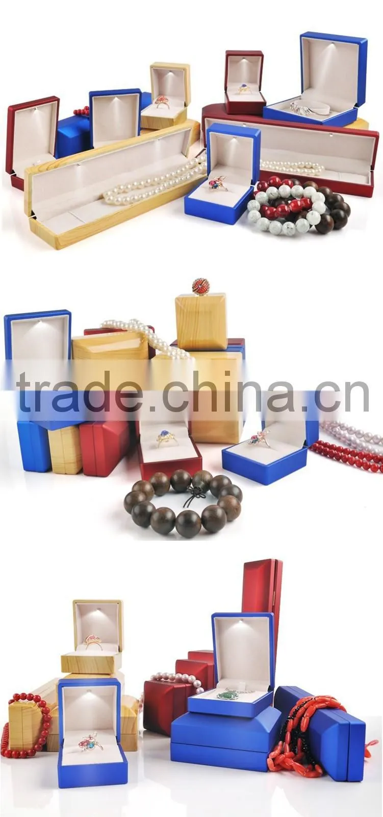 Exquisite colorful plastic ring box jewelry with led light