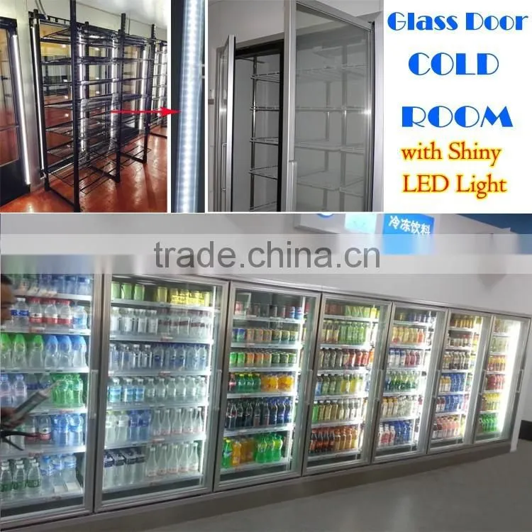 walk in cooler with 10 LED light glass doors
