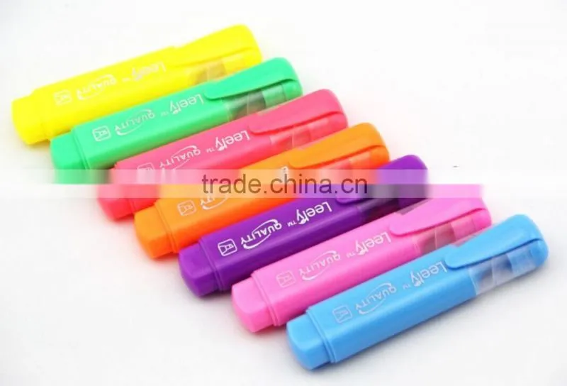 bright multi-color flat barrel highlighter pen
