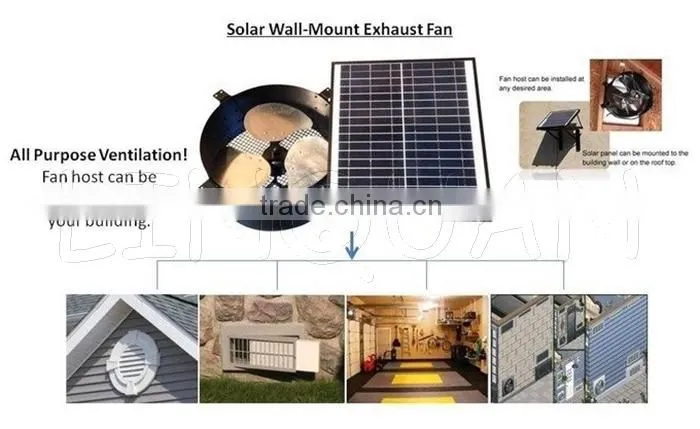 Natural Air Conditioner! 12 inch 45W brushless DC motor Solar gable fan