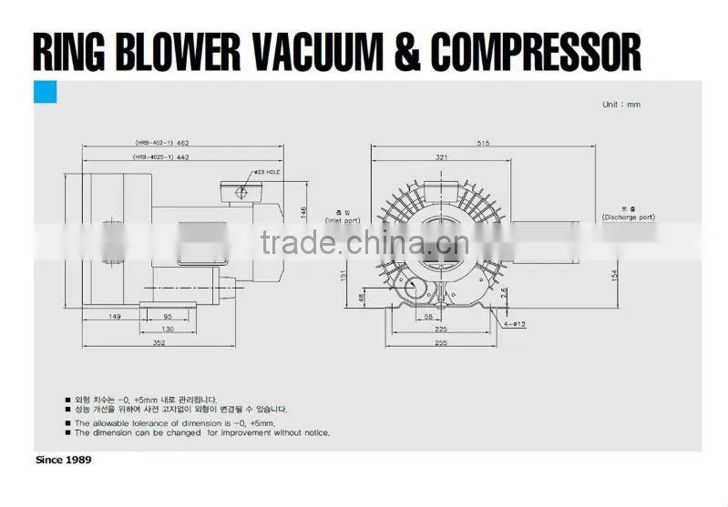 Ring blower HRB-402S/1 BLOWER 1.1kw motor