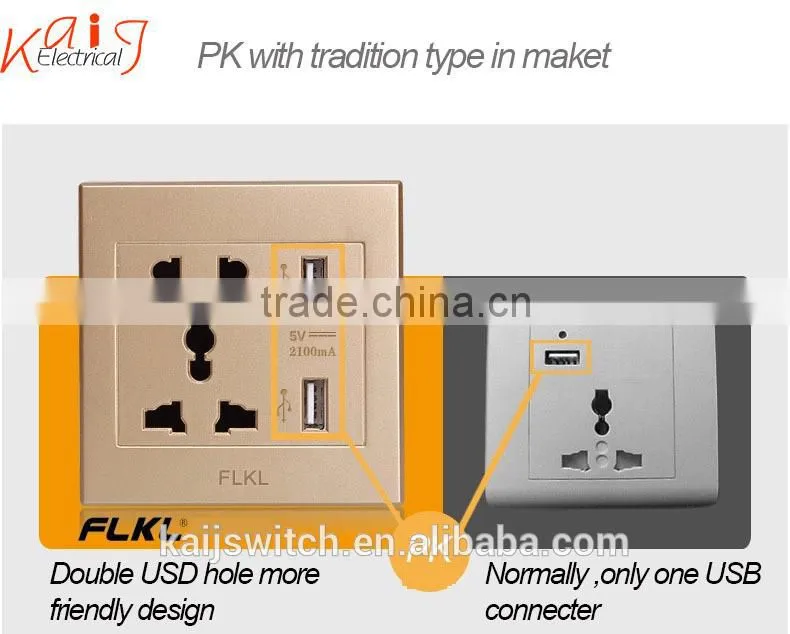 2015 multi factory sales usb socket wall europe