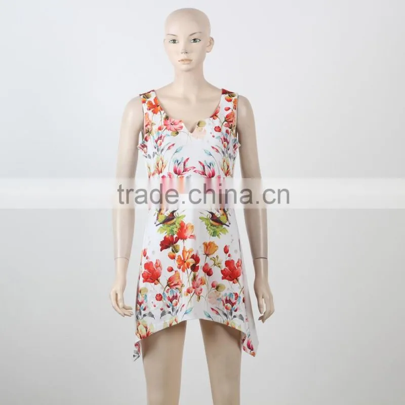 Young Girls Flower Fancy Dress Costumes Tank Printed Dress 2016 Summer