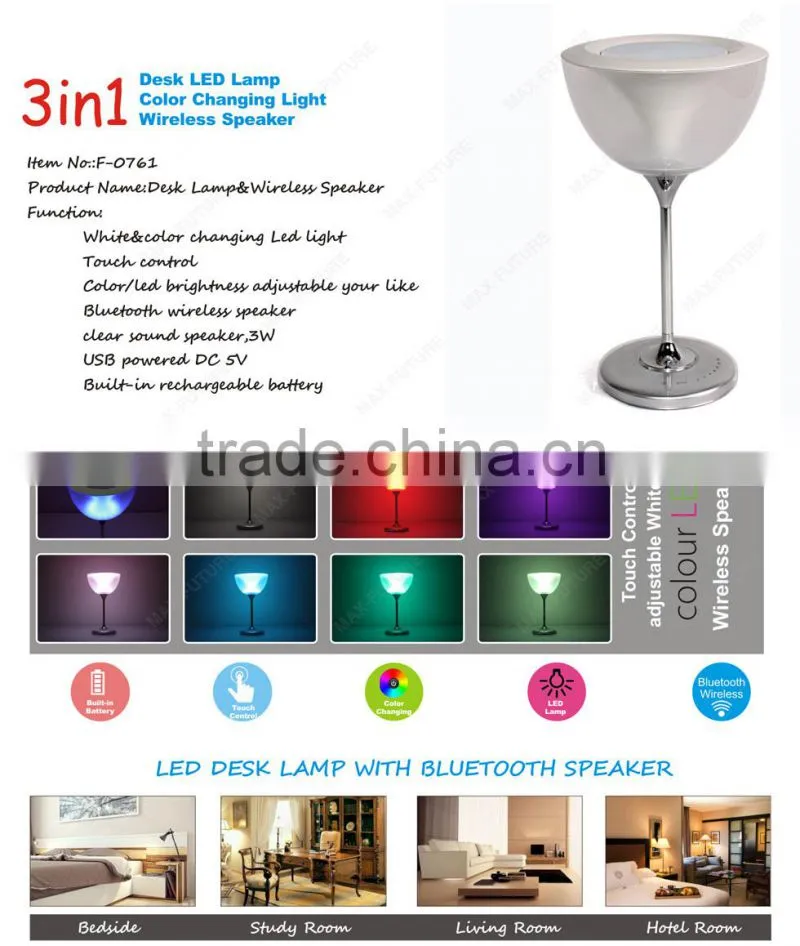 Multi-color Led Tabel Lamp with Bluetooth speaker,Touch Control led desk lamp