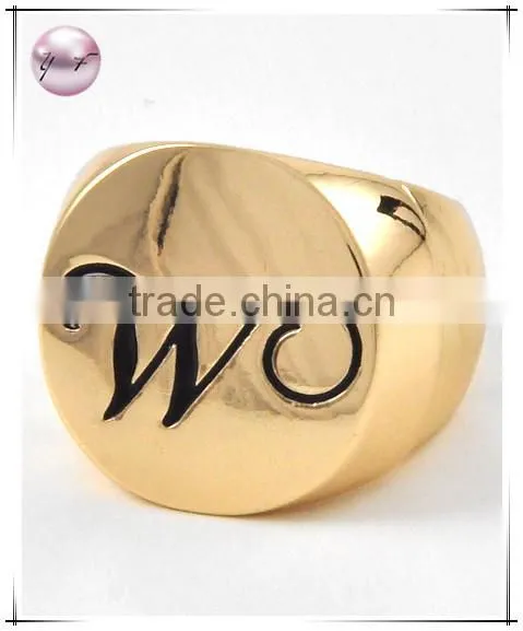 Rhodiumized Metal Black Epoxy letter Stretch Ring