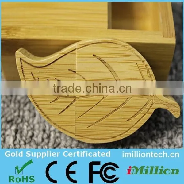 laser engraving logo wood usb flash drive leaf wooden usb 8gb
