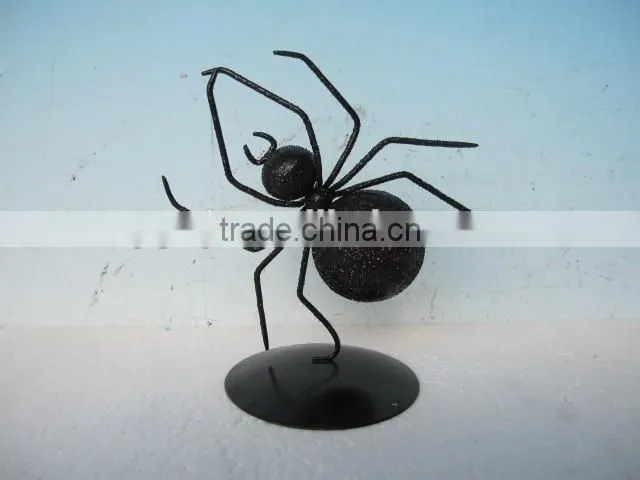 metal halloween spider with glitter for halloween decoration