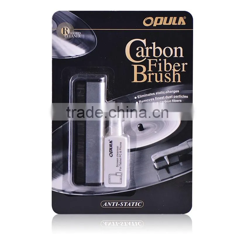 opula carbon fiber vinyl record velvet cleaning brush with hang brush and MSDS