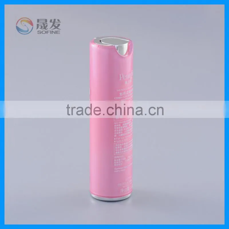 Light pink color pretty double wall plastic cosmetic lotion bottle