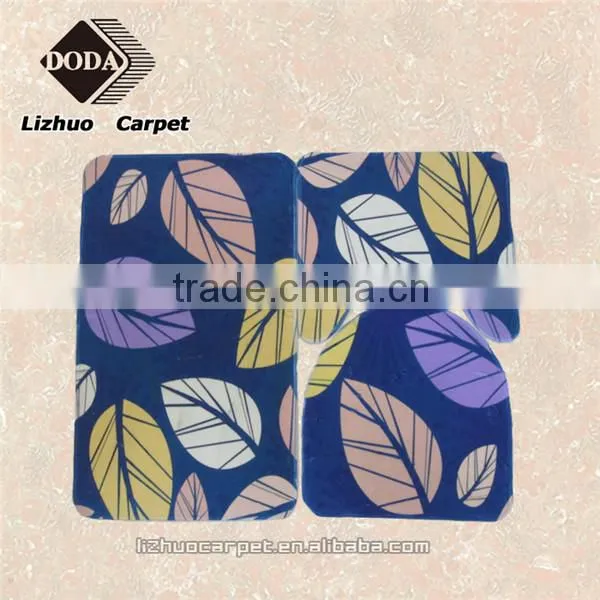 Non-slip polyester leaves printing floor mat for bathroom , home