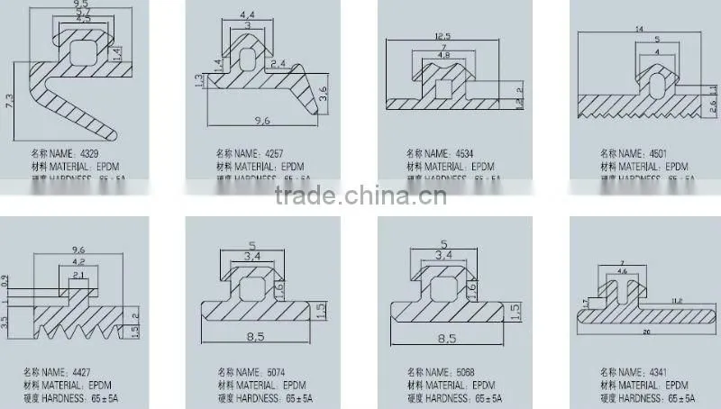 EPDM rubber profile for Aluminum windows&doors