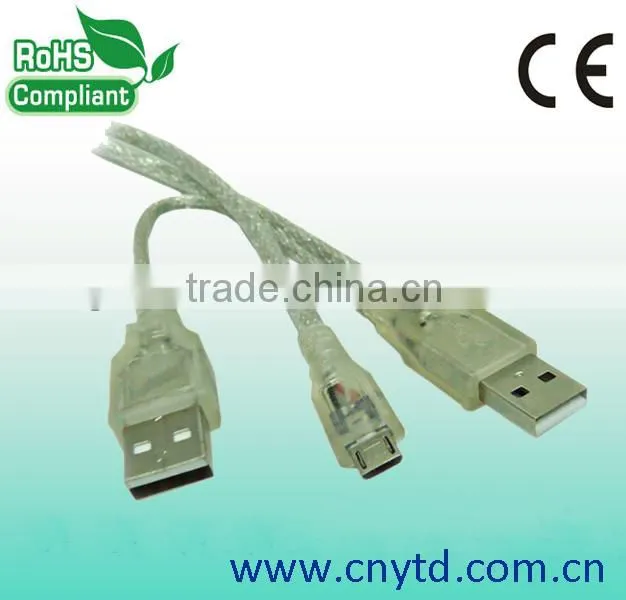 Different styles v2.0 usb cable usb splitter cable 2 female 1 male