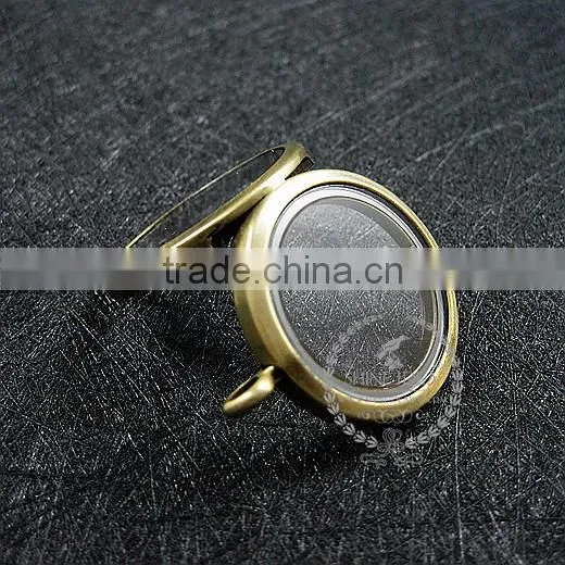 30mm Bronze vintage style alloy round photo locket vintage style fold photo locket pendant charm 1111049