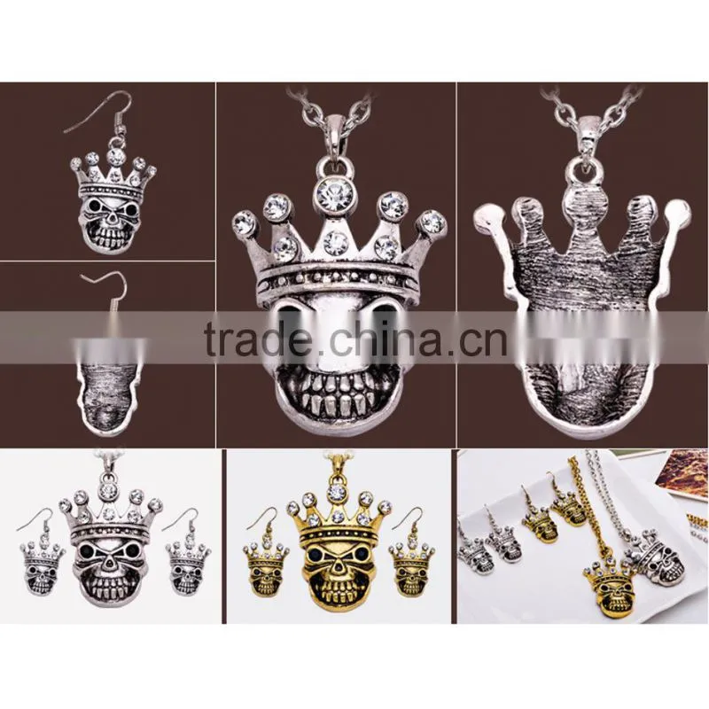 Hiphop imitation jewelry hot sale halloween necklace punk skull pendant statment necklace sweater chain