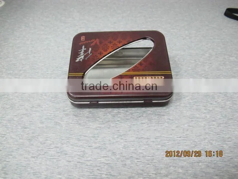 rectangular shape small hinged lid tin box