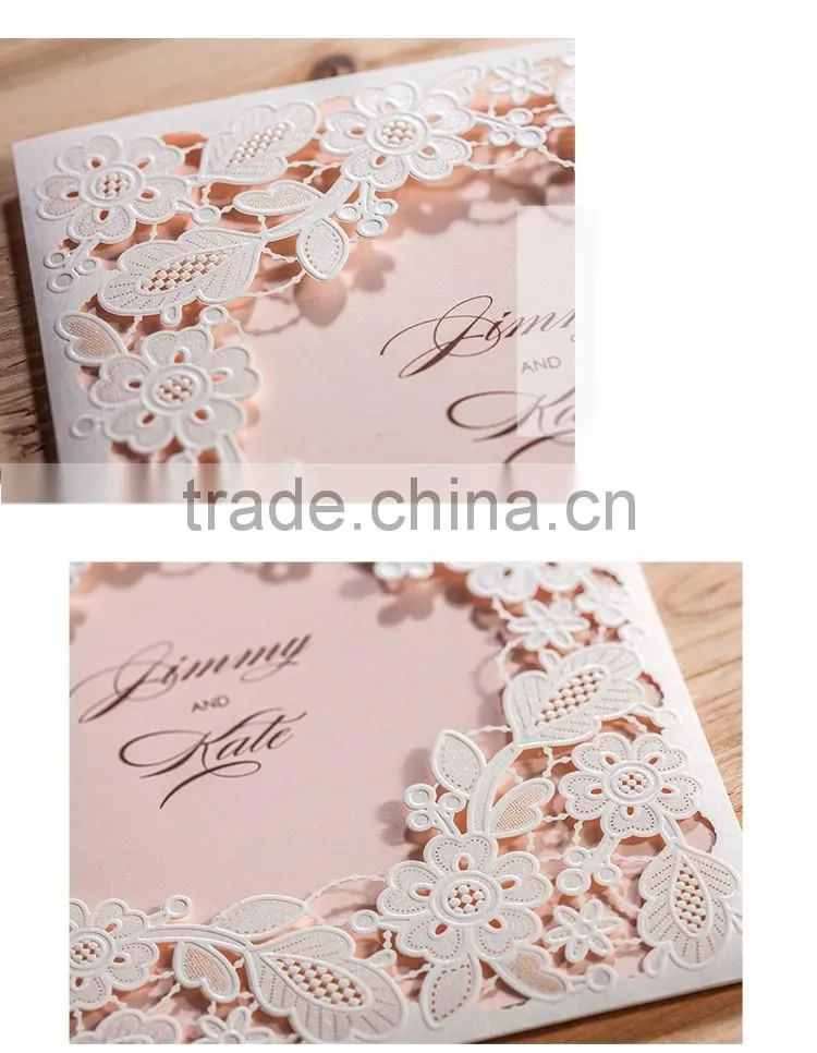 White silk tie laser cut wedding invitation card