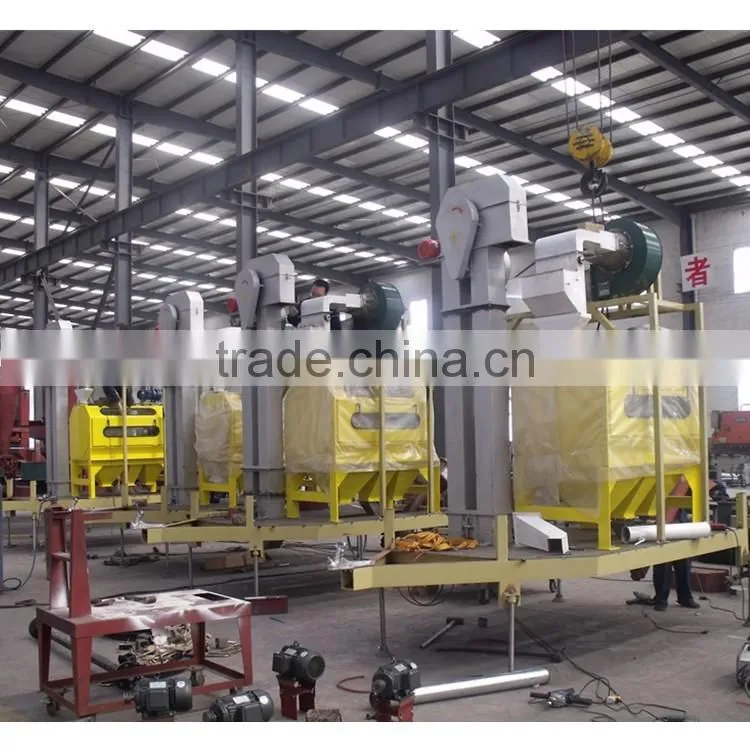 combined seed processing machine with rotary seed cleaner and seed treater