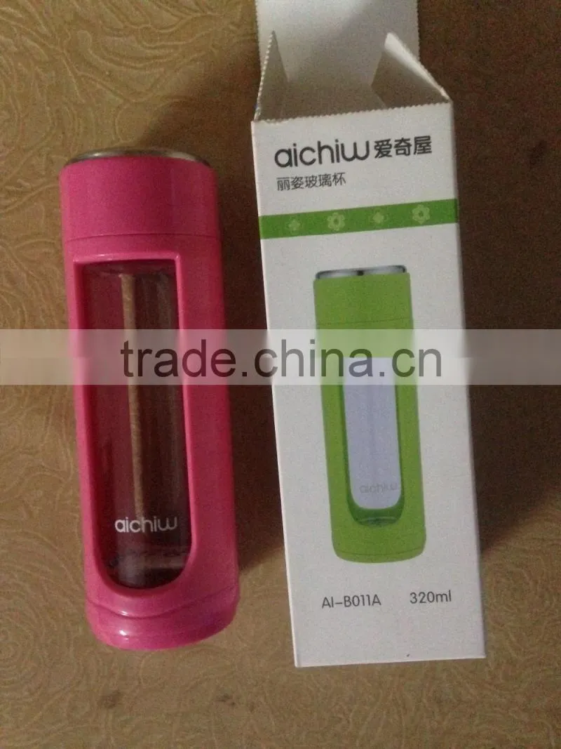 BPA-Free Glass Water Bottle with Lid protable