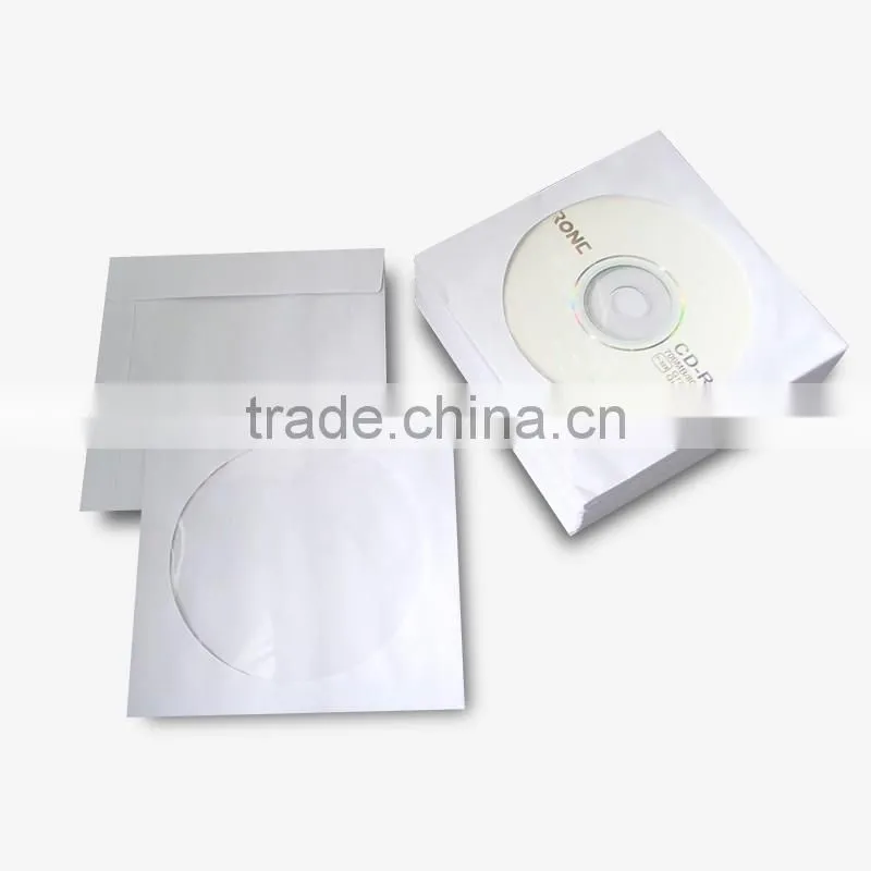 High Quality CD DVD White Paper Sleeve with Clear Window and Flap Envelopes