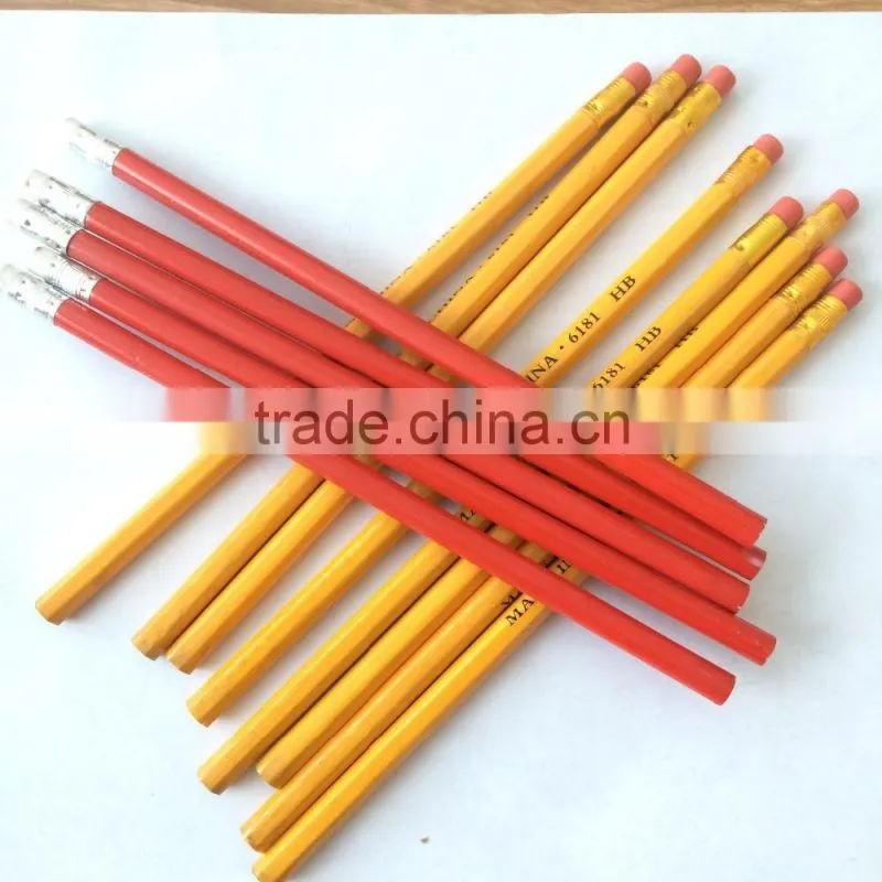 wood pencil with earser with low factory price