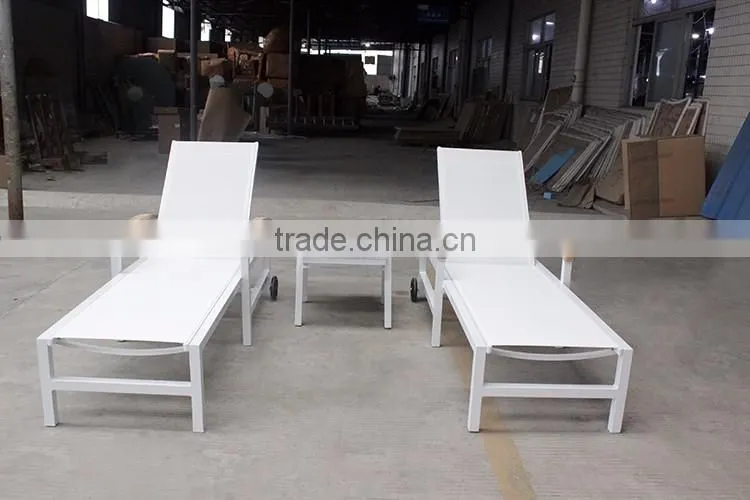 Outdoor Furniture Teak Handrails And Wheel Sun Lounger