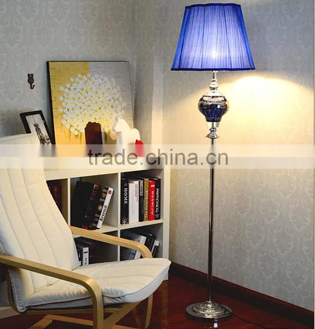 Blue color artistic glass silver plated hardware base floor lamp