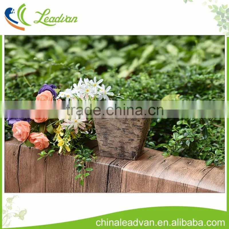 Decorative indoor original tin flower pots with bark holder for decor