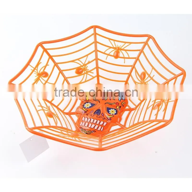 Plastic Halloween Spider Web Basket Fruit Basket