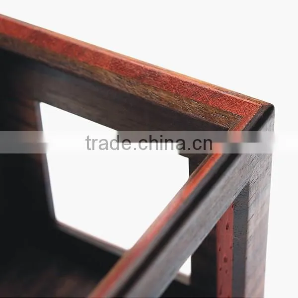 Office Desk Square Wooden Hollow Pen Holder, Stationery Storage Holder