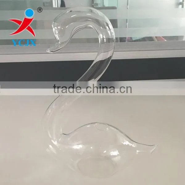 Wedding Decoration Gift Hand Blown Clear Glass Swan Vase