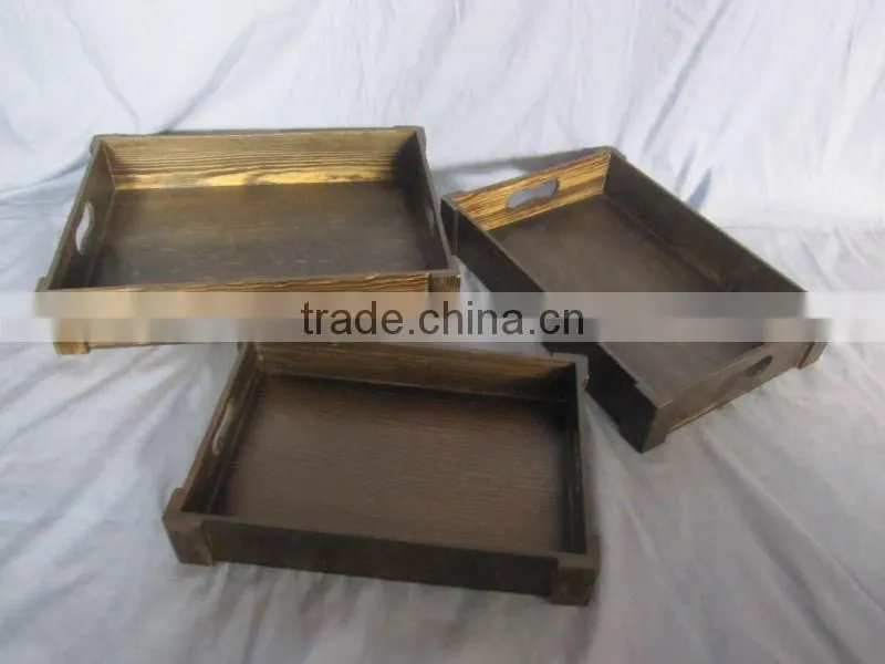 multifunctional handmade flat base wooden tray