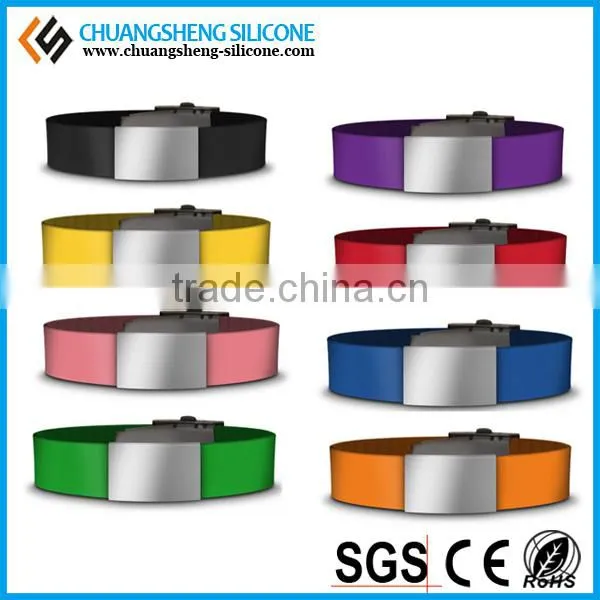 Ebay hot selling silicone steel piece bracelet, silicone jewelry, Unique QR code printing bangles
