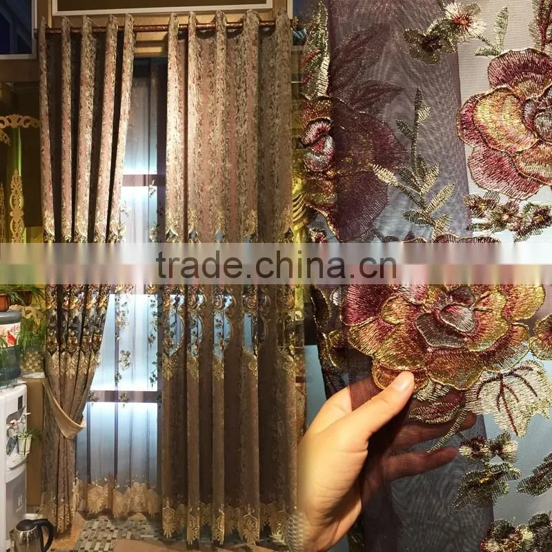 JX865 momoda luxury home decorations Royal villa full set brown curtain with sheers and valance