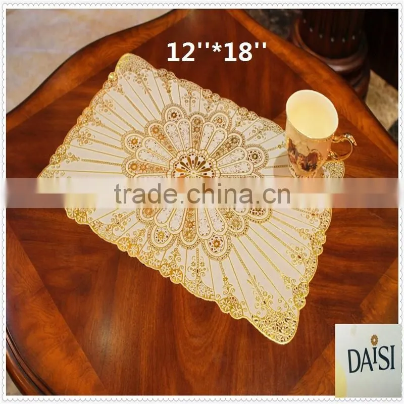 30cm*46cm golden PVC lace placemat (DOILES) for banquet