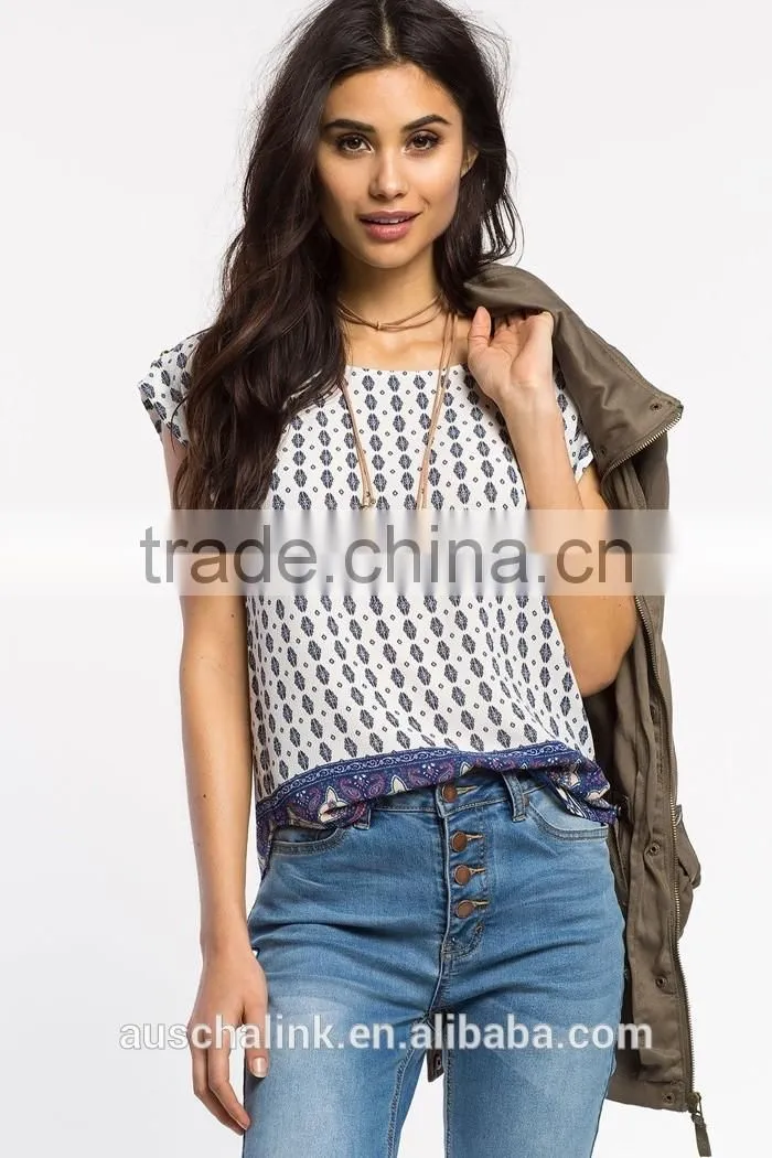 100% polyester rounded hem girls full print t shirt