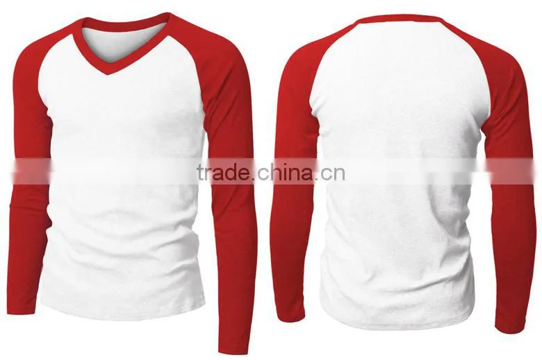 Long sleeves Men 100% v neck tshirt