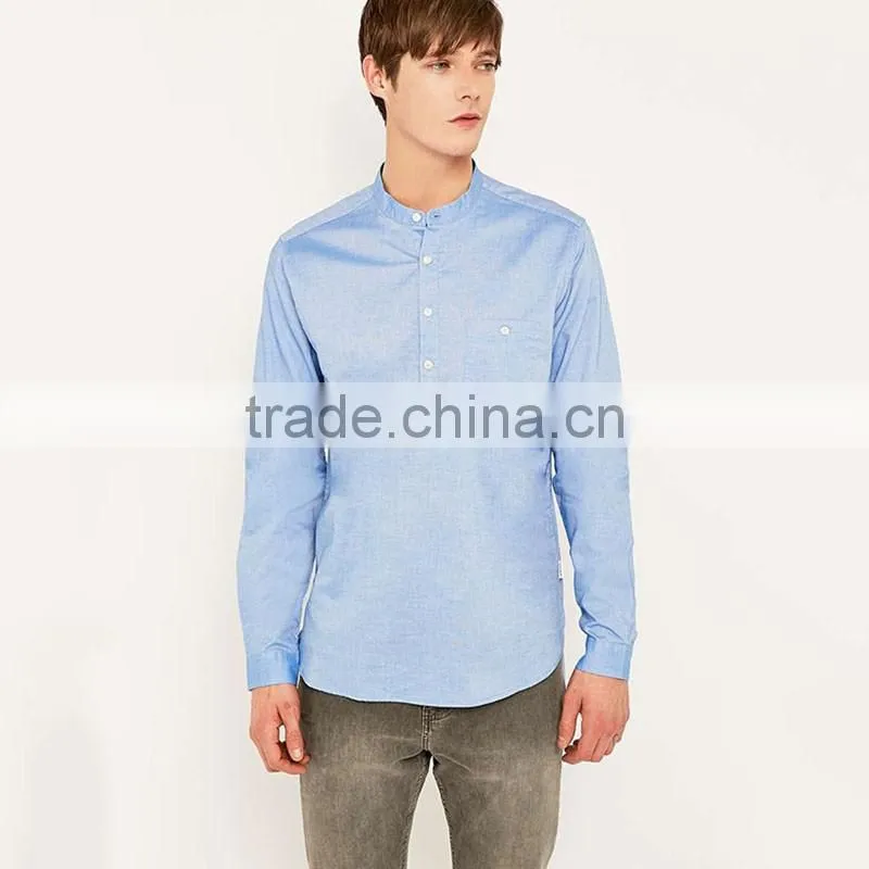 Cheap round bottom casual man shirt stylish high collar shirts for men