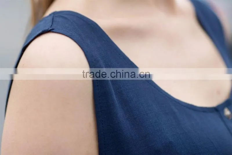 breathable ladies's loose style dress for summer fashion scoop neck dress sleeveless dress casual skirt