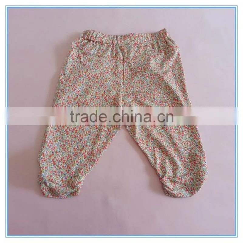 Factory price super comfortable cotton fabric children girl's leggings Stretch colorful pants flower printed pants trousers