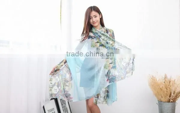High grade many pattern and color choice 195*150cm long style for 4season silk shawl beautiful silk scarf