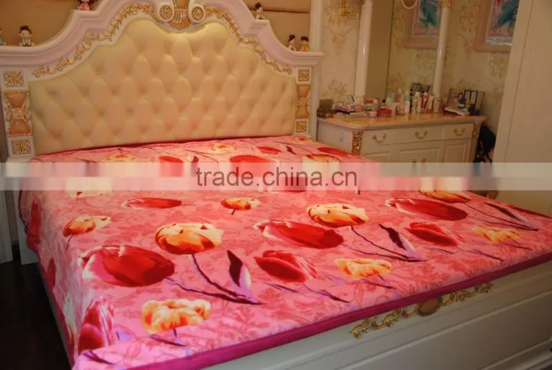 Super warm 100% polyester raschel blanket