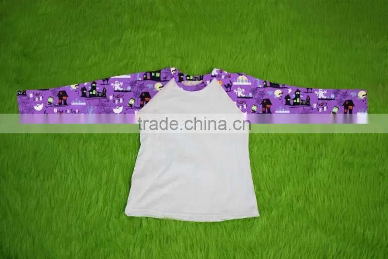 Wholesale Halloween raglan baby girl cotton shirt kids long sleeve clothes shirt boutique children girl Halloween raglan fall