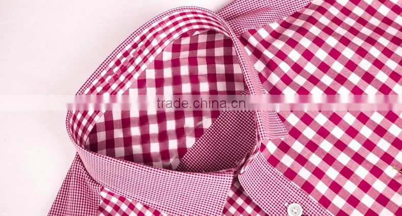2017 short sleeve gingham shirts for boys youth